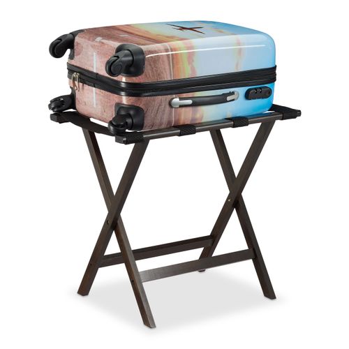 Porte-bagages Pliant Bambou Marron Foncé