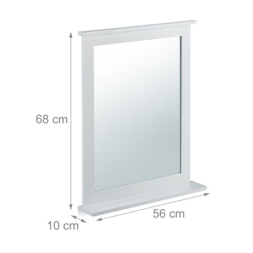 Miroir Mural Blanc Avec Tablette Bambou