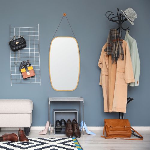 Miroir Ovale Mural Suspendu En Bambou