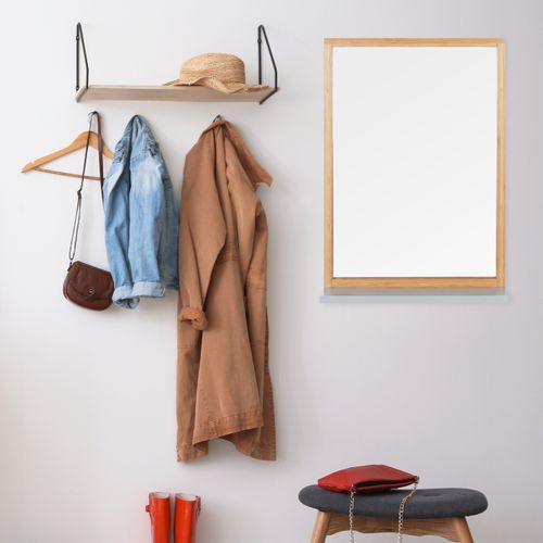 Miroir Mural En Bambou Avec Tablette