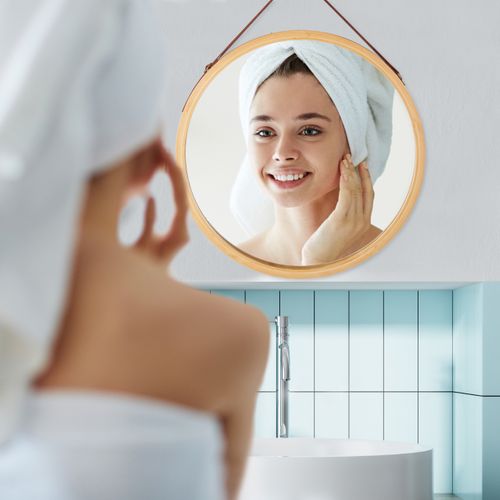 Miroir à Accrocher Rond Cadre Bambou