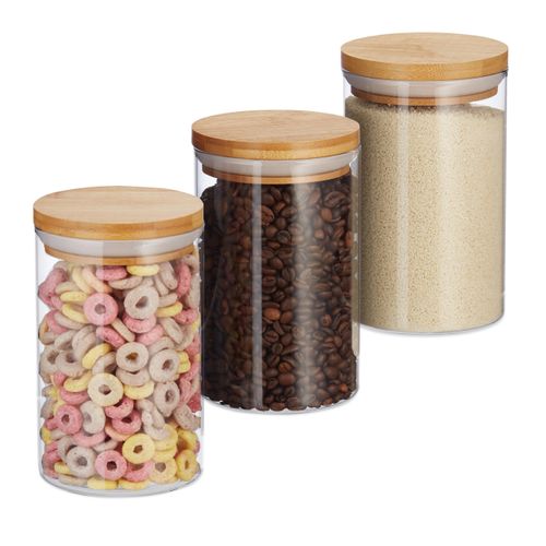Jeu De 3 Pots De Stockage En Verre 800ml