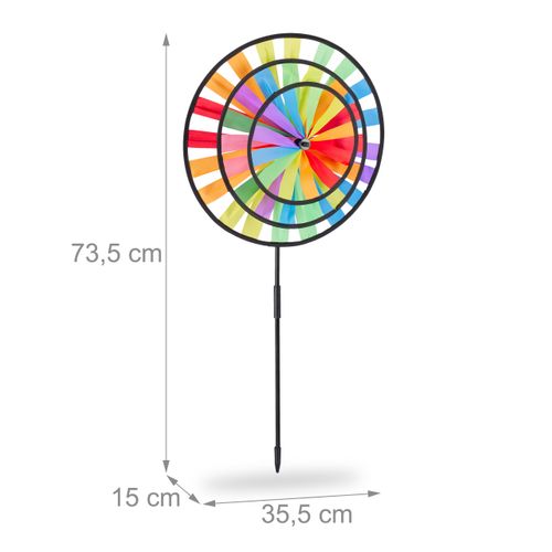Lot De 4 Moulins à Vent Arc-en-ciel