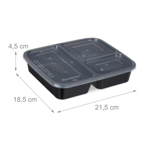 10x Meal Prep Containers 3 Compartiments