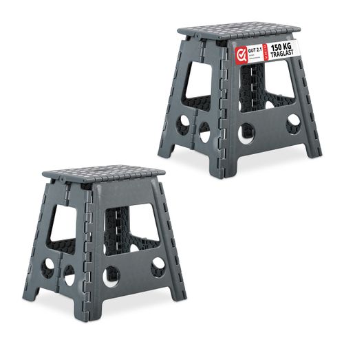 2x Tabourets Pliables XL Gris Foncé