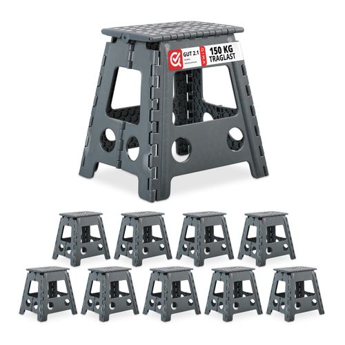 10x Tabourets Pliables XL Gris Foncé
