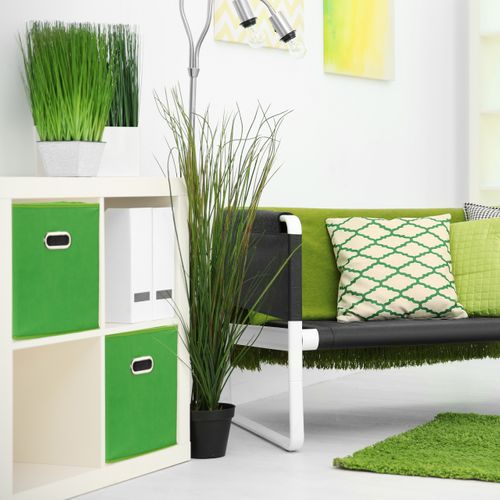 4 X Boîtes De Rangement Tissu Vertes