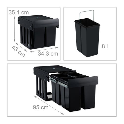 Poubelle Encastrable Coulissante En Noir