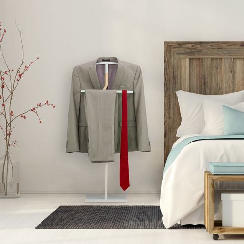 Valet De Nuit En Bois et Métal Blanc