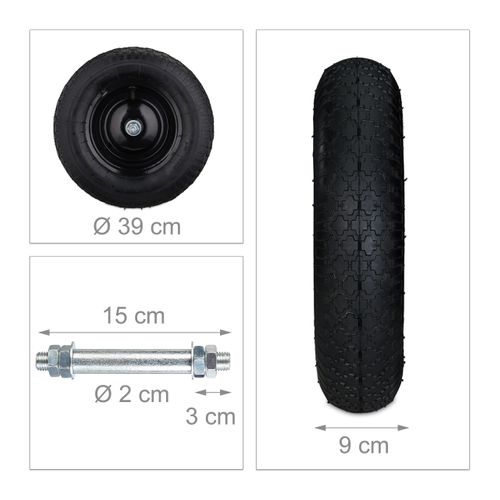 Lot De 2 Roues Brouette Axe 4.80 4.00-8