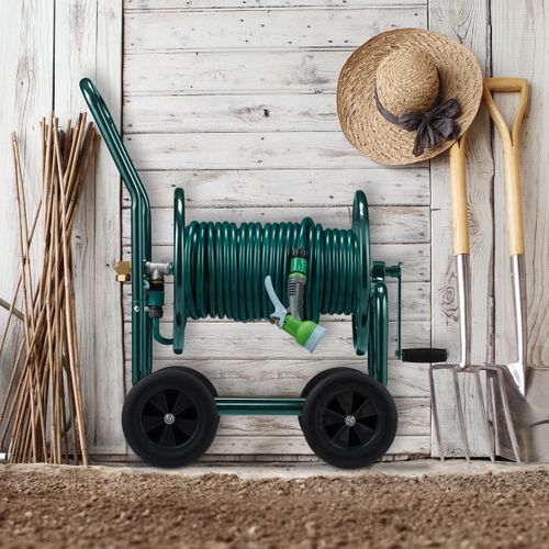 Dévidoir Tuyau D’arrosage Métal Vert