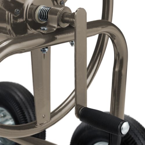 Dévidoir Tuyau D’arrosage 4 Roues Brun