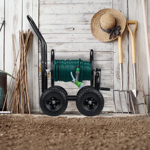 Dévidoir Tuyau D’arrosage Métal Noir