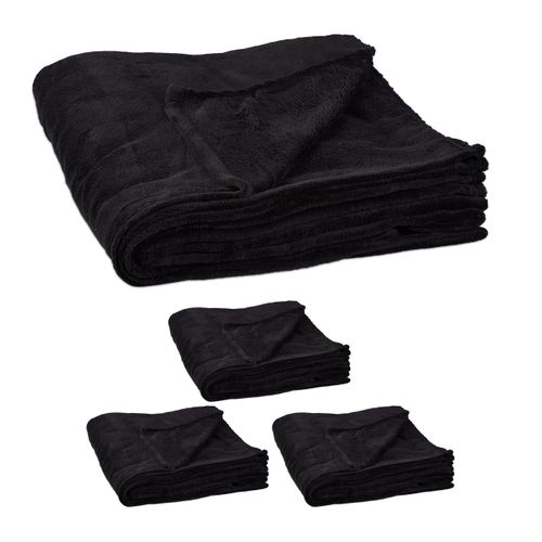 4x Couvertures Plaid Géant Polaire Noir