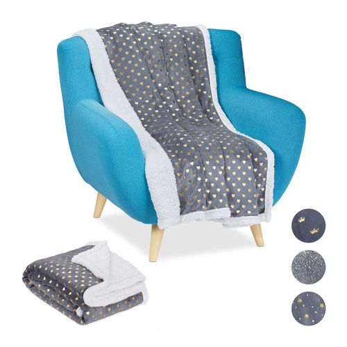 Plaid Gris Cœurs Dorés En Lot De 2