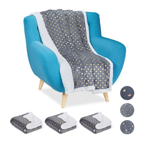 Plaid Gris Cœurs Dorés En Lot De 4