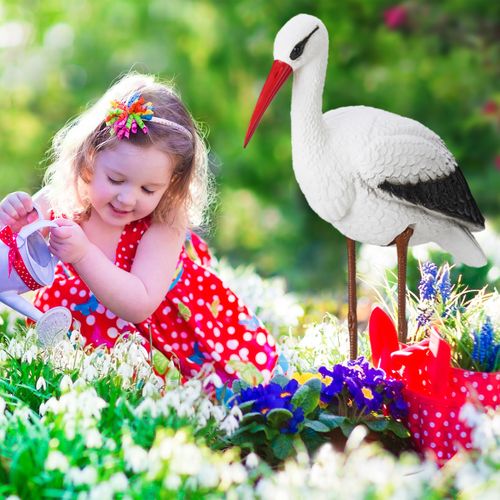 Lot De 2 Statues De Jardin Cigogne