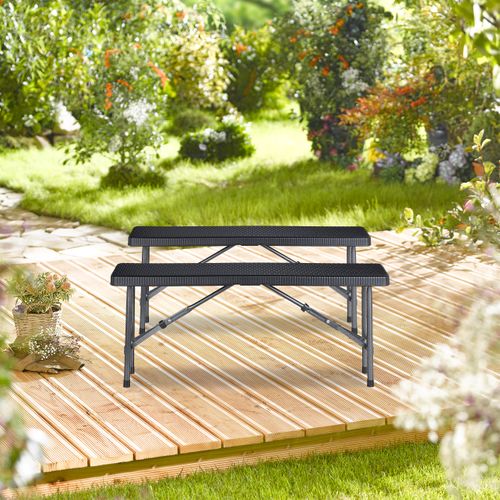 Banc Pliant Noir Lot De 2