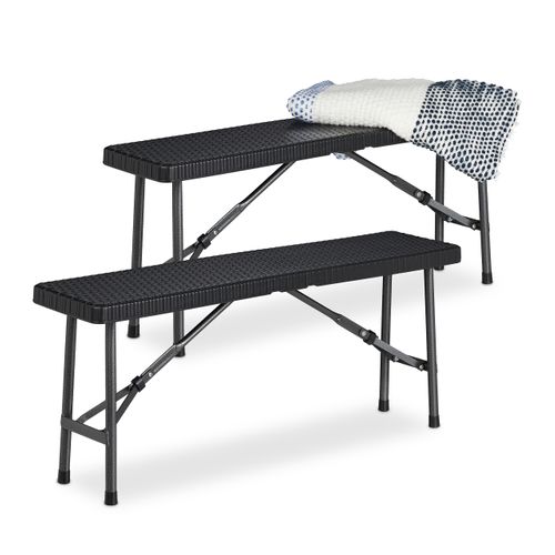 Banc Pliant Noir Lot De 2