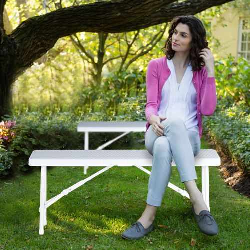 Banc Pliant Blanc Lot De 2