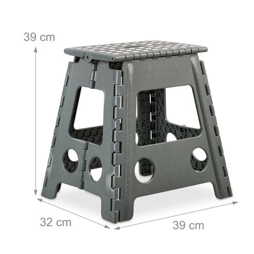 Tabouret Pliant XL Gris Clair, 4 Pièces