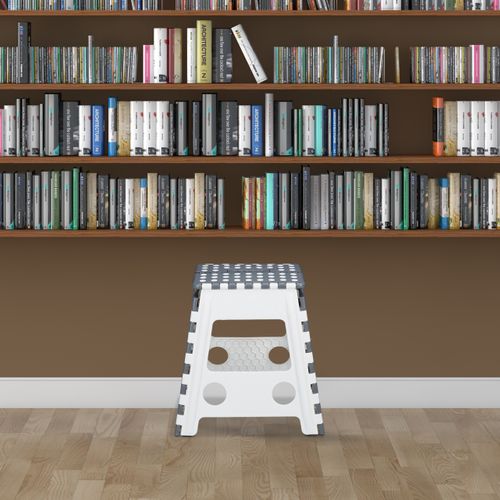 10x Tabourets Pliants Bas XL Gris-blanc