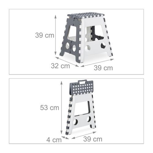 10x Tabourets Pliants Bas XL Gris-blanc