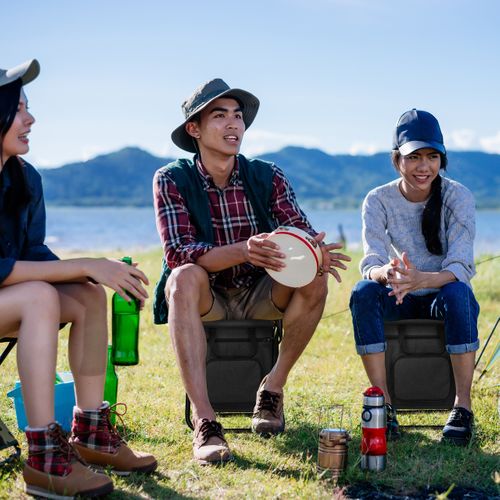 Tabouret De Camping Noir Avec Dossier