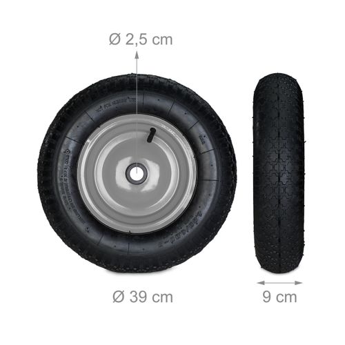 Roue De Brouette Noir-gris En Lot De 4