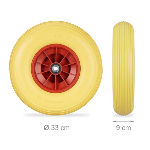 2xroue De Brouette Jaune Et Rouge 4.00-6