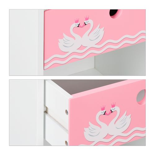 Table De Nuit Motif Cygnes Pour Enfants MDF 32x31x41