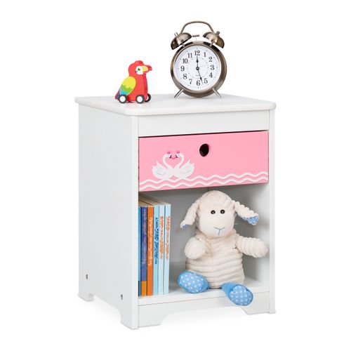 Table De Nuit Motif Cygnes Pour Enfants MDF 32x31x41
