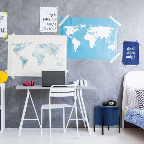 Tabouret En Velours Bleu