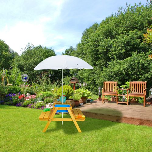 Table En Bois Pour Enfants Et Parasol