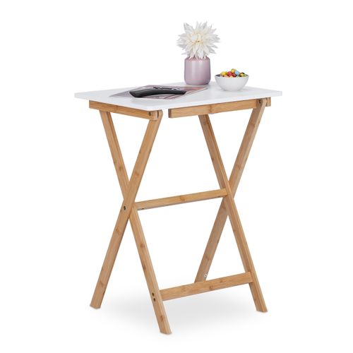 Table Pliante Blanche En Bambou