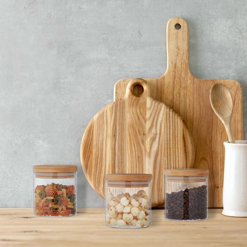 Lot De 3 Bocaux En Verre 500ml Couvercle