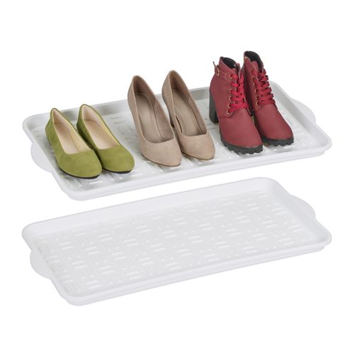 Lot De 2 Plateaux à Chaussures Blancs