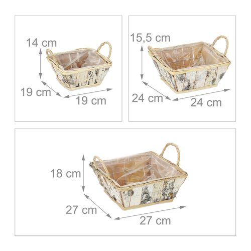 Lot De 3 Pots De Fleurs Carrés