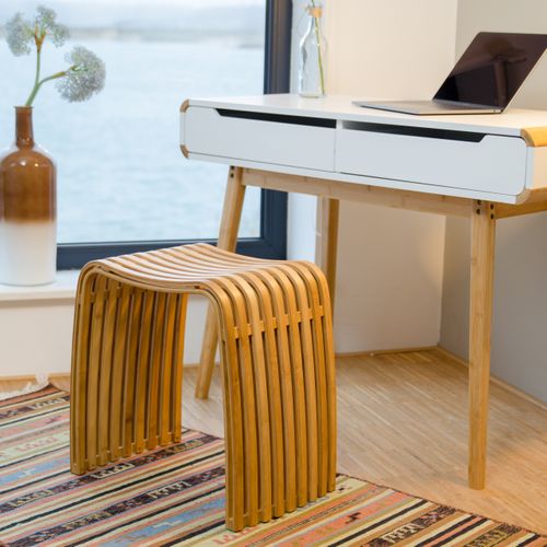 2x Tabouret Repose-pieds Bois De Bambou