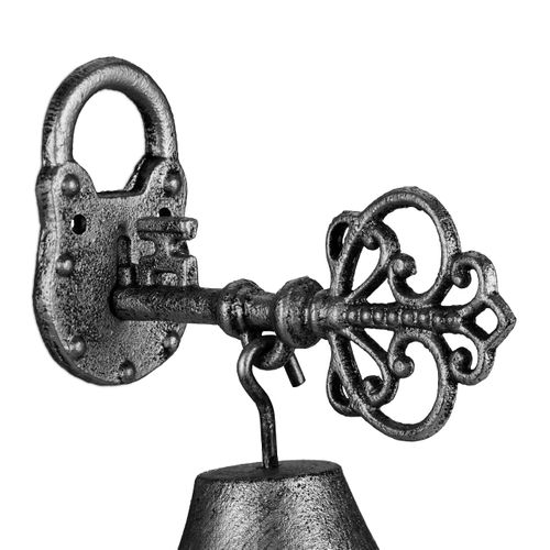 Cloche En Fonte Motif Clé En Argenté