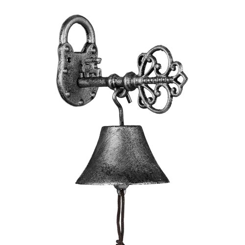 Cloche En Fonte Motif Clé En Argenté