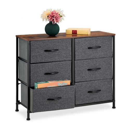 Commode 6 Tiroirs Gris Foncé