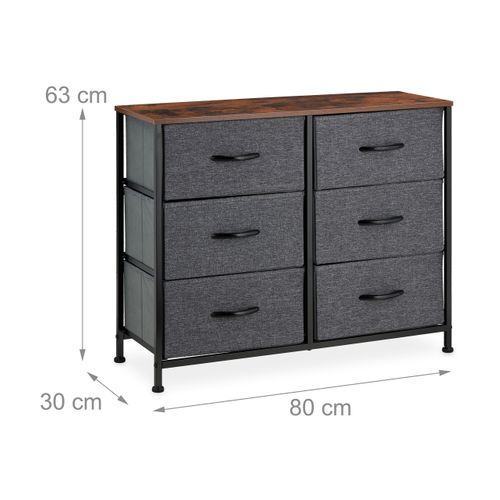 Commode 6 Tiroirs Gris Foncé