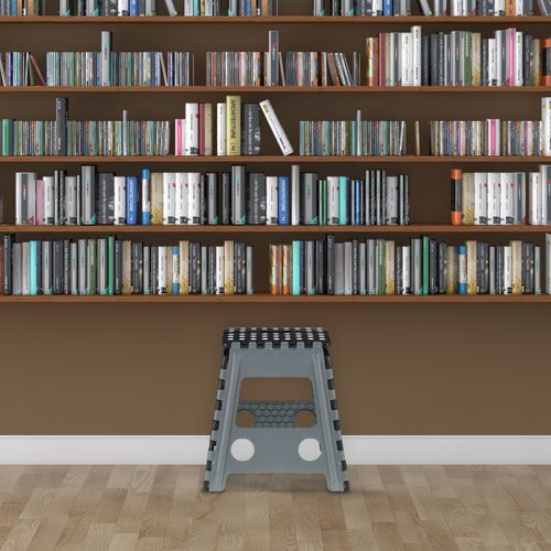 4x Tabourets Pliants Bas XL Gris-noir