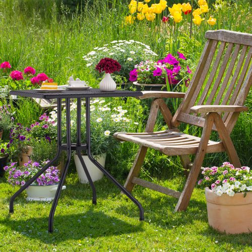 Table De Jardin Noire Aspect Rotin