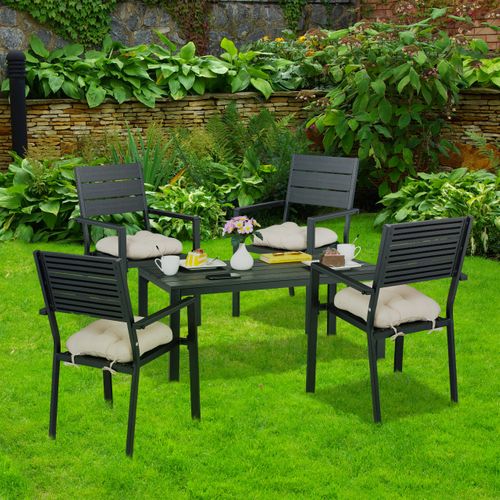 Lot De 4 Chaises De Jardin Noires