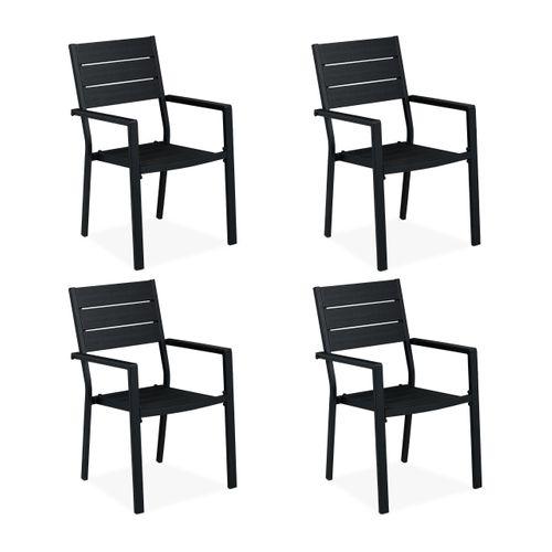 Lot De 4 Chaises De Jardin Noires