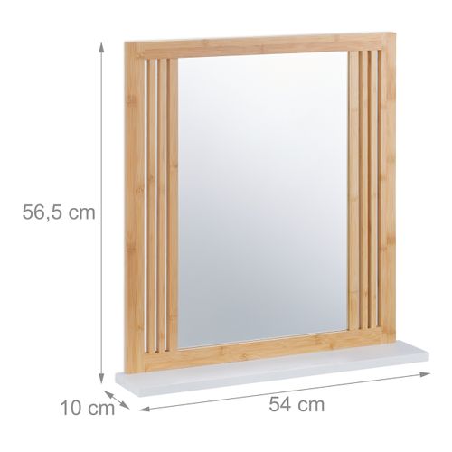 Miroir Mural Bambou Avec Support 54x10x56 Cm