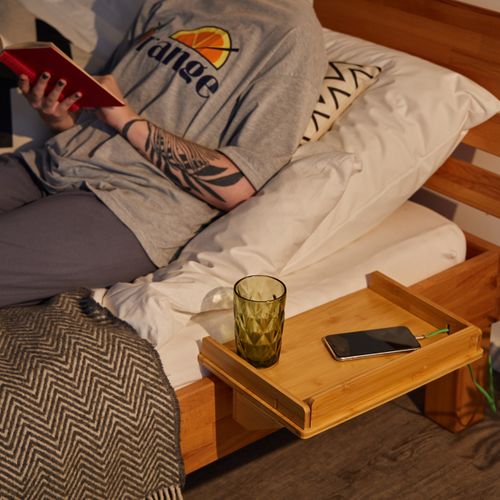 Étagère De Lit Bambou et Fente Tablette