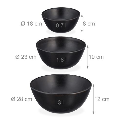 Lot De 3 Saladiers Noirs